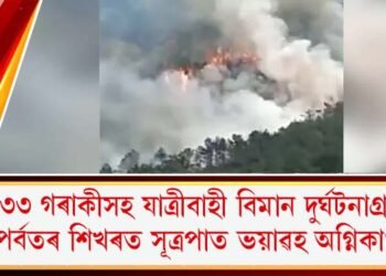 ১৩৩ গৰাকীসহ যাত্ৰীবাহী বিমান দুৰ্ঘটনাগ্ৰস্ত : পৰ্বতৰ শিখৰত সূত্ৰপাত ভয়াৱহ অগ্নিকাণ্ড