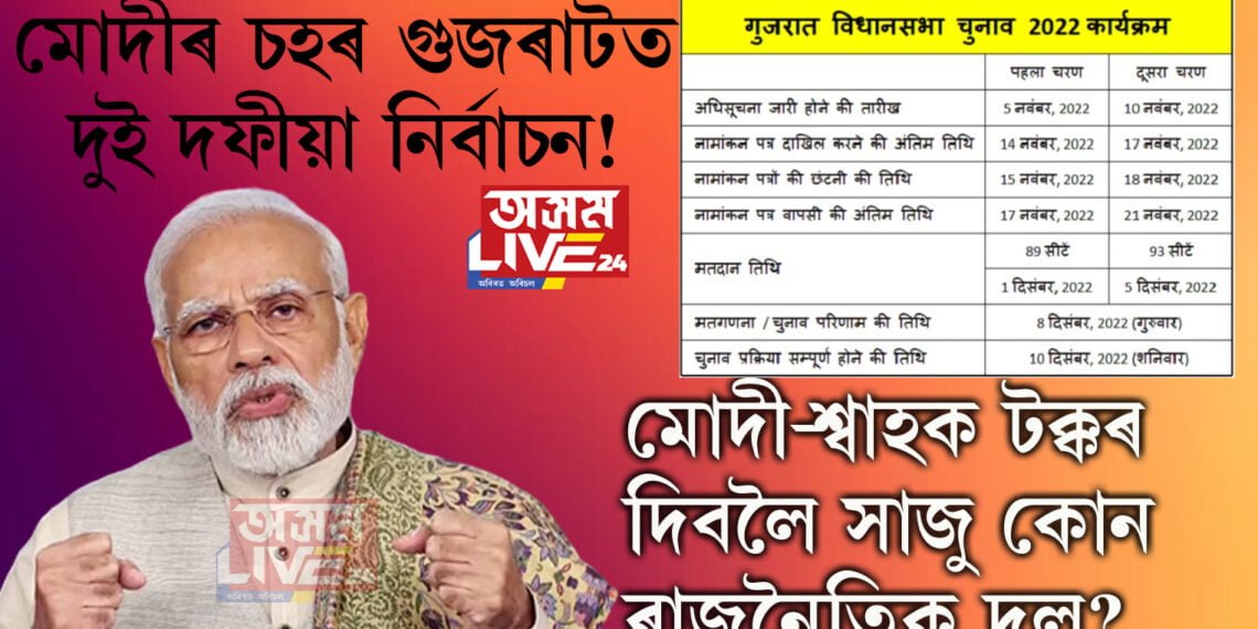 মোদীৰ ৰাজ্য গুজৰাটত দুই দফীয়া নিৰ্বাচন! মোদী-শ্বাহক টক্কৰ দিবলৈ সাজু কোনটো ৰাজনৈতিক দল?