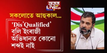 ৰাহুলে টুইটাৰ প্ৰফাইলত লিখিছে, ‘Dis’Qualified MP’, গুগলে দেখুৱাইছে ইংৰাজী অভিধানত এনে কোনো শব্দই নাই…