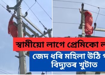 স্বামীয়ো লাগে প্ৰেমিকো লাগে, জেদ ধৰি মহিলা উঠি গ’ল বিদ্যুতৰ খুটাত