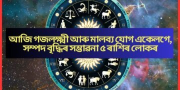 আজি গজলক্ষ্মী আৰু মালব্য যোগ একেলগে, সম্পদ বৃদ্ধিৰ সম্ভাৱনা ৫ ৰাশিৰ লোকৰ ভাগ্য উজলি উঠিব আজিৰ দিনটোত