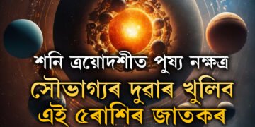 শনি ত্ৰয়োদশীত পুষ্য নক্ষত্ৰ, শনিৰ কৃপাত সৌভাগ্যৰ দুৱাৰ খুলিব এই ৫ৰাশিৰ জাতকৰ