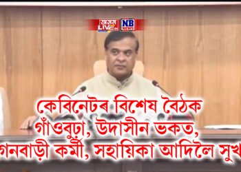 কেবিনেটৰ বিশেষ বৈঠক- গাঁওবুঢ়া, উদাসীন ভকত, অংগনবাড়ী কৰ্মী, সহায়িকা আদিলৈ সুখবৰ
