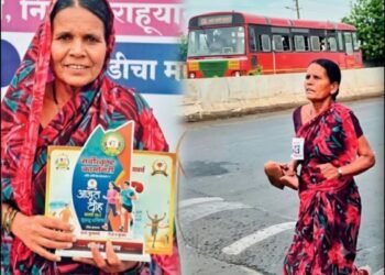কন্যাৰ মহাবিদ্যালয়ৰ মাচুলৰ বাবে খালী ভৰিৰে ৪৭ বছৰীয়া মাতৃয়ে অংশ ল’লে মাৰাথনত