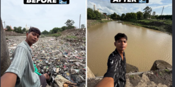 অকলেই এখন বিশাল নৈ পৰিষ্কাৰ কৰি দেশজুৰি চৰ্চাত এইজন যুৱক